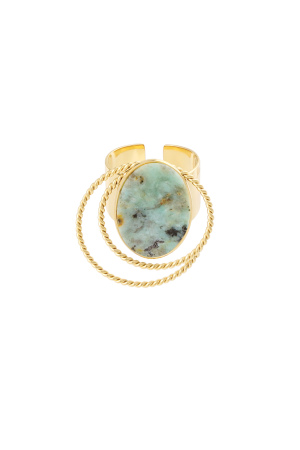 Bague Pierre Avec Cercles - Doré/Vert h5