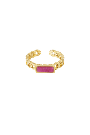 Bague Maillons Pierre Fine - Couleur Or/Fuchsia h5 
