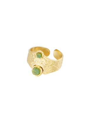 Bague Robuste Avec Double Pierre - Couleur Or Noir h5