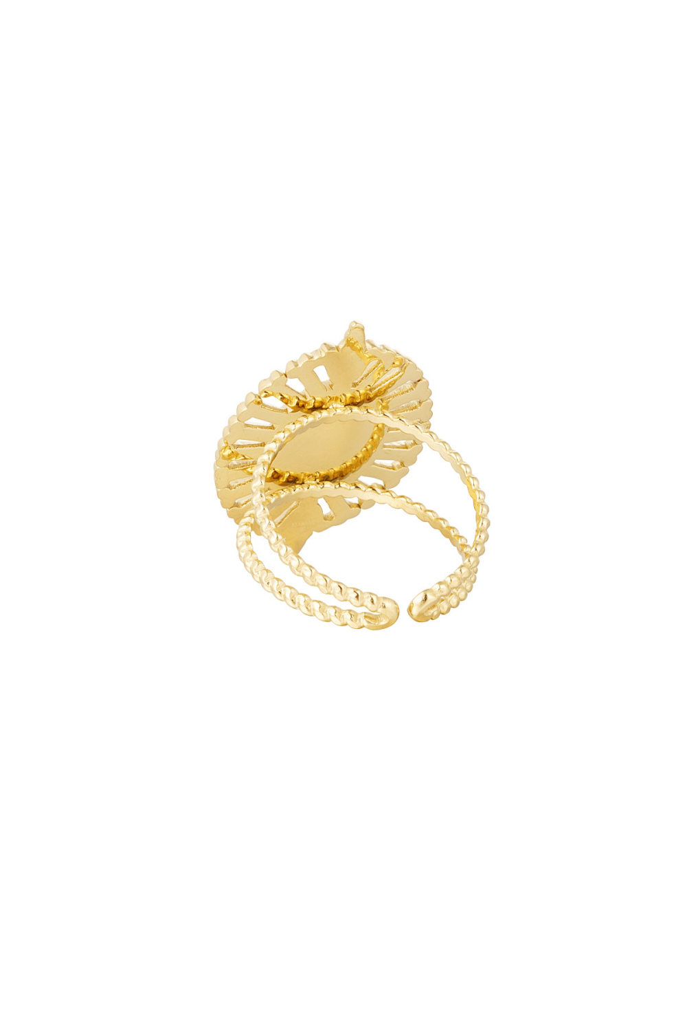 Bague Éventail Avec Pierre - Couleur Or Bleu h5Image4