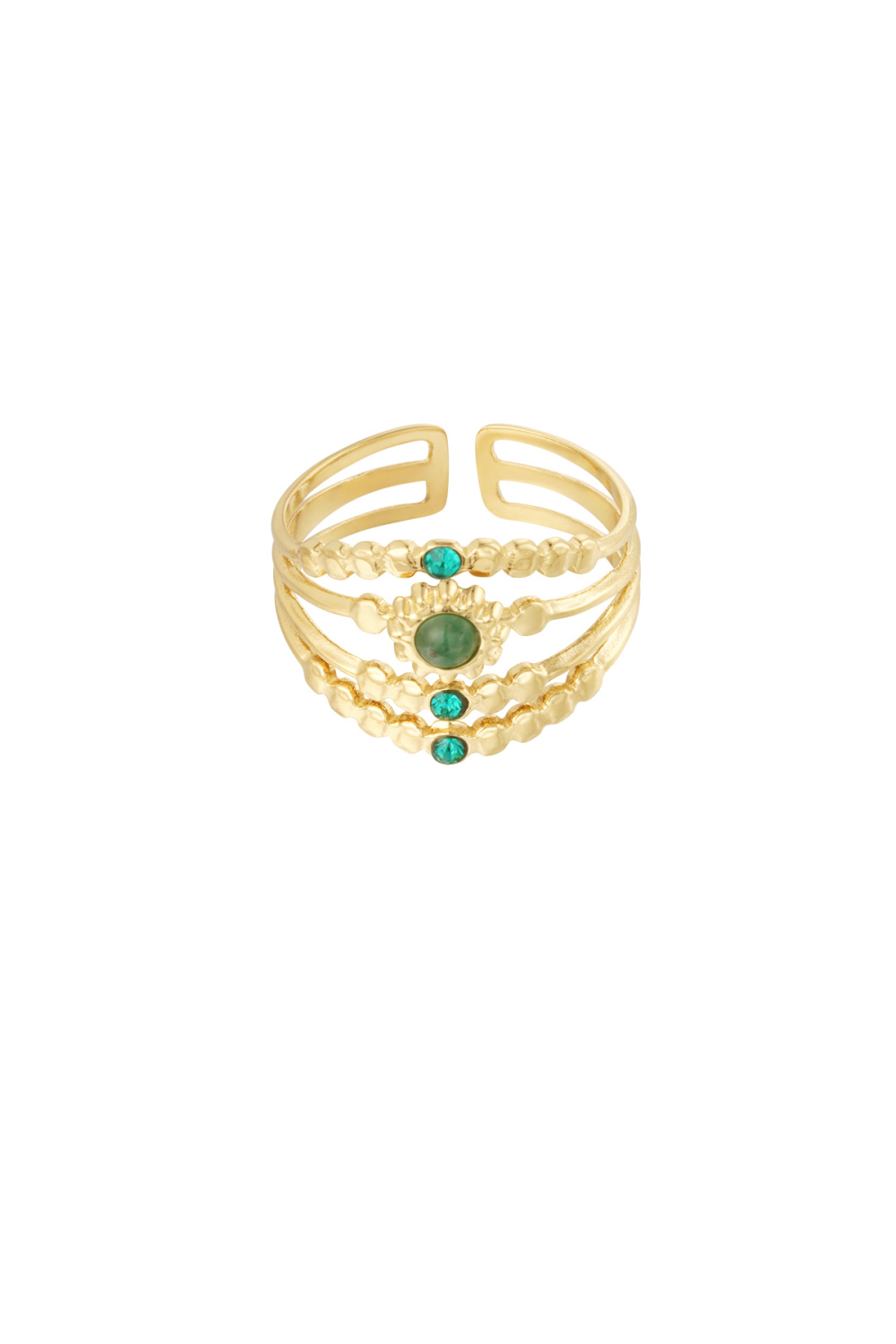Bague Quatre Couches Avec Pierres - Couleur Or/Noir/Blanc 