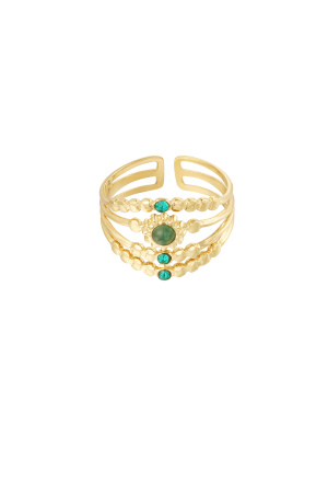 Bague Quatre Couches Avec Pierres - Couleur Or/Noir/Blanc h5 