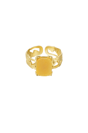 Bague Élégante Pierre Rectangulaire - Couleur Or/Couleur Orange h5 