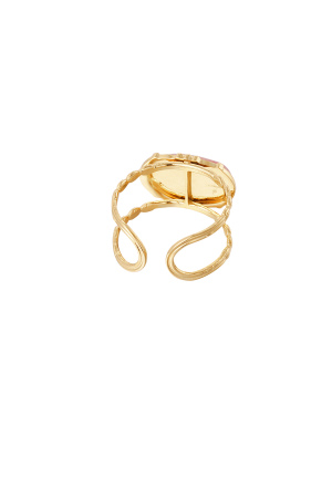 Bague Classique Pierre Allongée - Dorée/Blanche h5 Image2