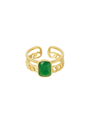 Bague Élégante Avec Pierre - Couleur Or/Vert h5 