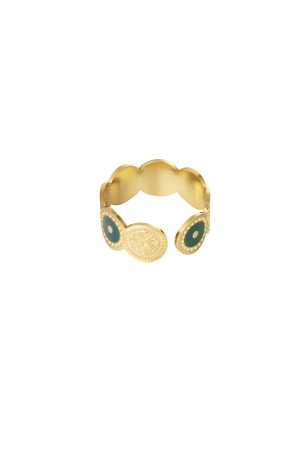 Bague Cercles Avec Chiffre - Couleur Or/Vert h5 Image2