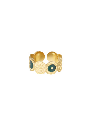 Bague Cercles Avec Chiffre - Couleur Or/Vert h5 