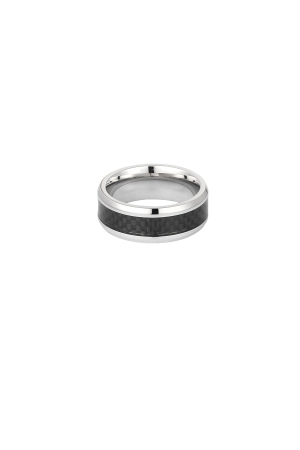 Bague Homme Zigzag - Argent/Noir h5 