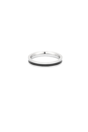 Bague Homme Fine Ligne - Argent/Noir h5 