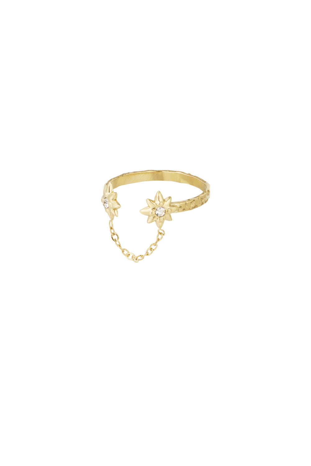 Bague Étoile Avec Chaîne - Dorée 