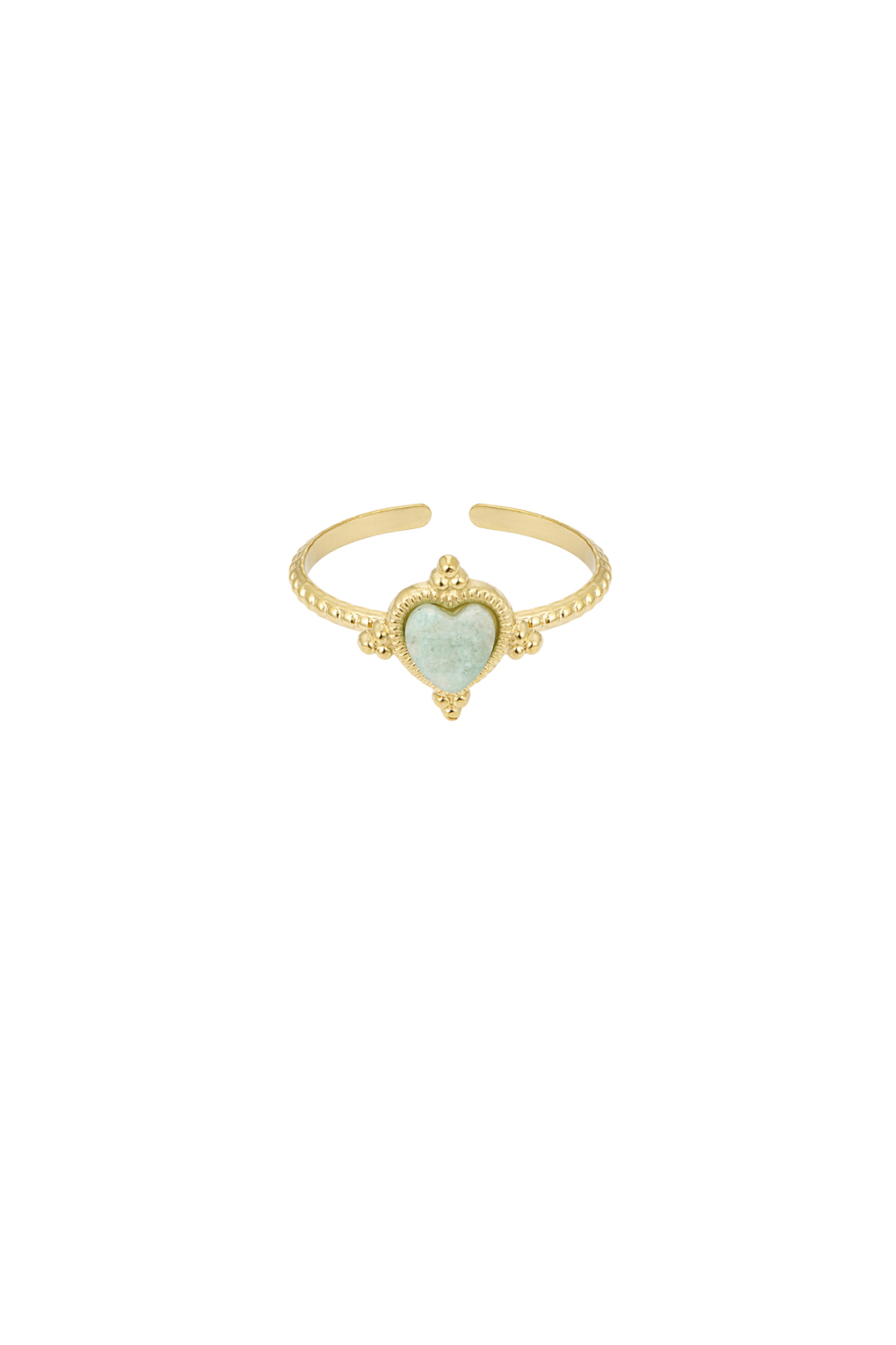 Bague Avec Coeur Et Pierre - Couleur Or Blanc 