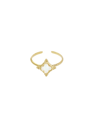 Bague Trèfle Avec Pierre - Blanc / Couleur Or h5