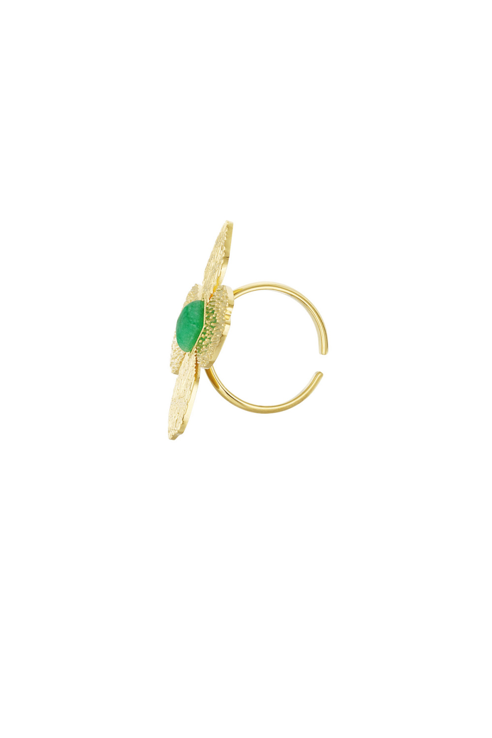 Bague Fleur Avec Pierre Verte Image2