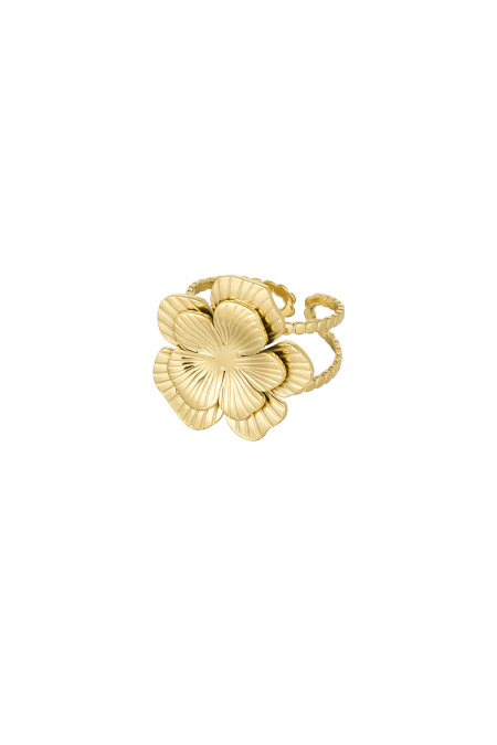 Bague avec grande fleur réglable - dorée