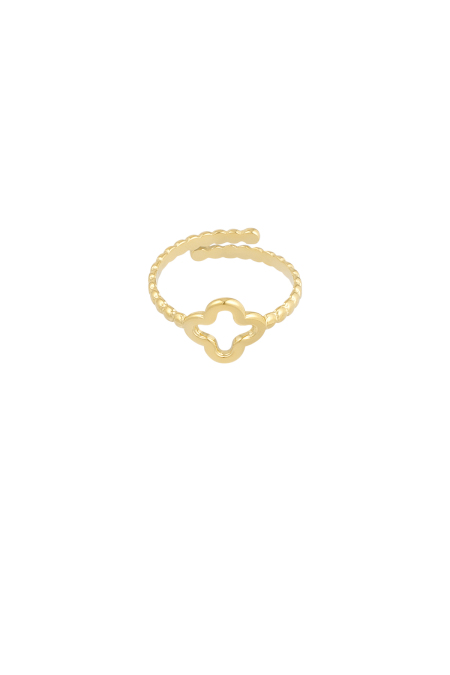 Bague torsadée avec trèfle - dorée 2