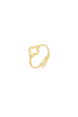 Bague Torsadée Avec Trèfle - Dorée h5 