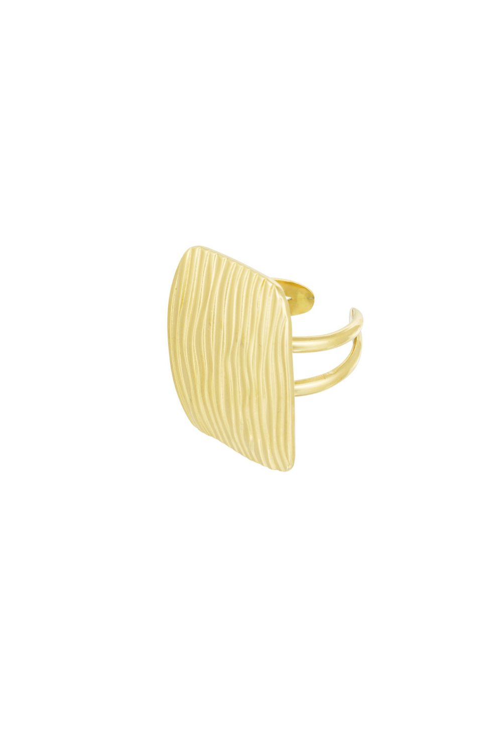 Bague Carrée Structurée - Dorée  