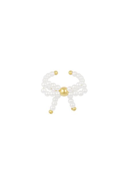 Bague noeud perle - Couleur or blanc 