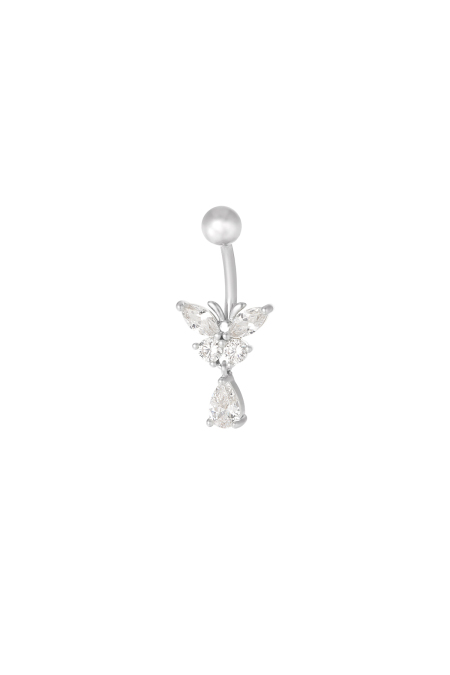 Piercing Nombril Courbe Cristal - Doré