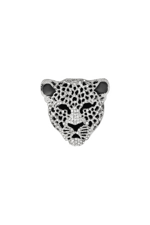 Broche Léopard - Noir Et Argent h5 