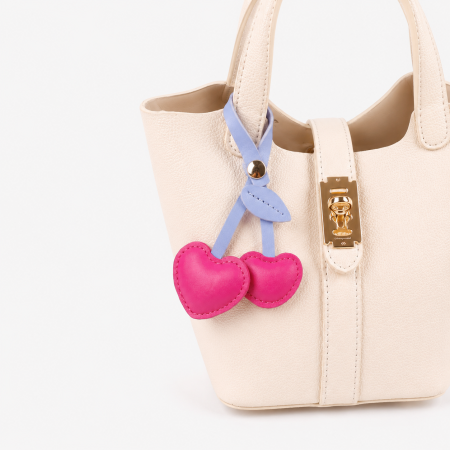 Série romantique quotidienne porte-clés en forme de cœur, cerises multicolores, PU