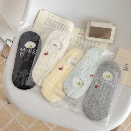 Chaussettes basses mignonnes à motifs de fruits et légumes unis