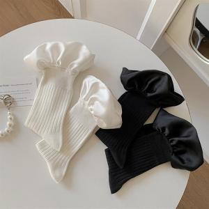 Chaussettes Mi-Mollet Élégantes Unies À Bords Volantés h5 Image2