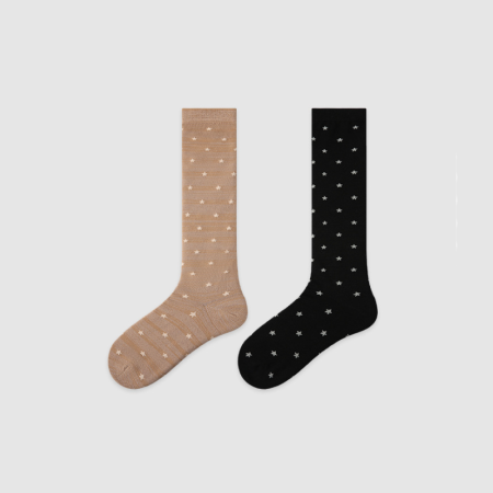 Chaussettes Mi-Mollet À Motif Géométrique Basique À Rebond Élevé Et Dégradé