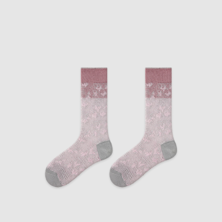Chaussettes mi-mollet à motif géométrique élégant et rebondissant, petites fleurs contrastées