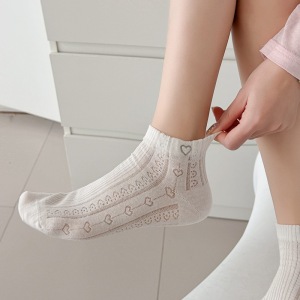 Chaussettes Basses Basiques À Cœur, Couleur Unie, Légèrement Rebondissantes h5 Image6