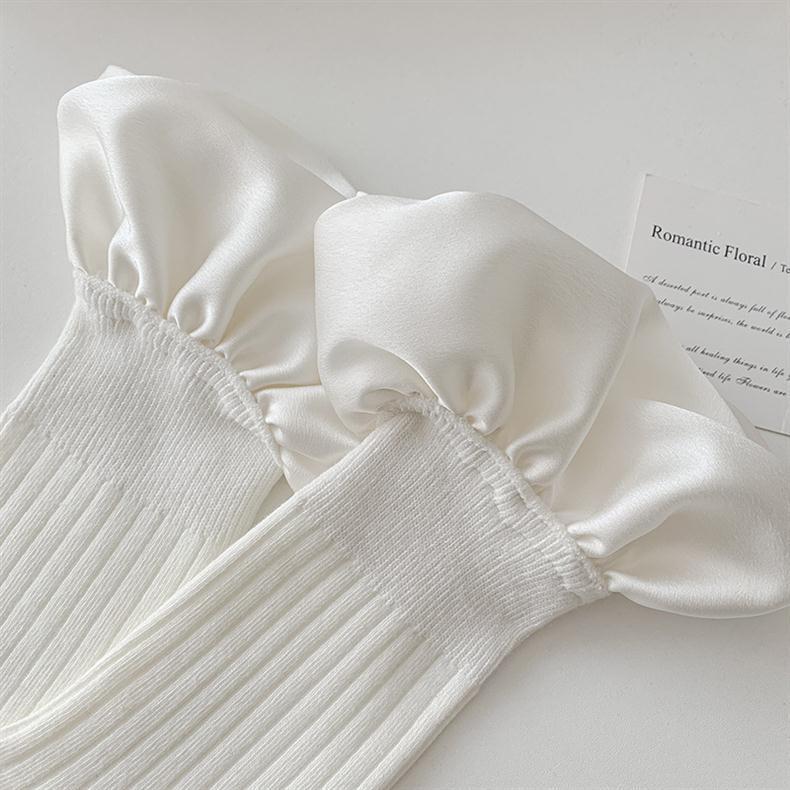 Chaussettes Mi-Mollet Élégantes Unies À Bords Volantés Image5