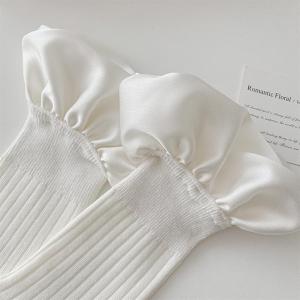 Chaussettes Mi-Mollet Élégantes Unies À Bords Volantés h5 Image5