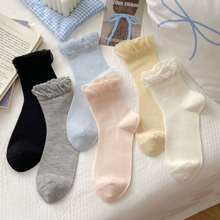 Chaussettes mi-mollet basiques à rebond élevé, couleur unie