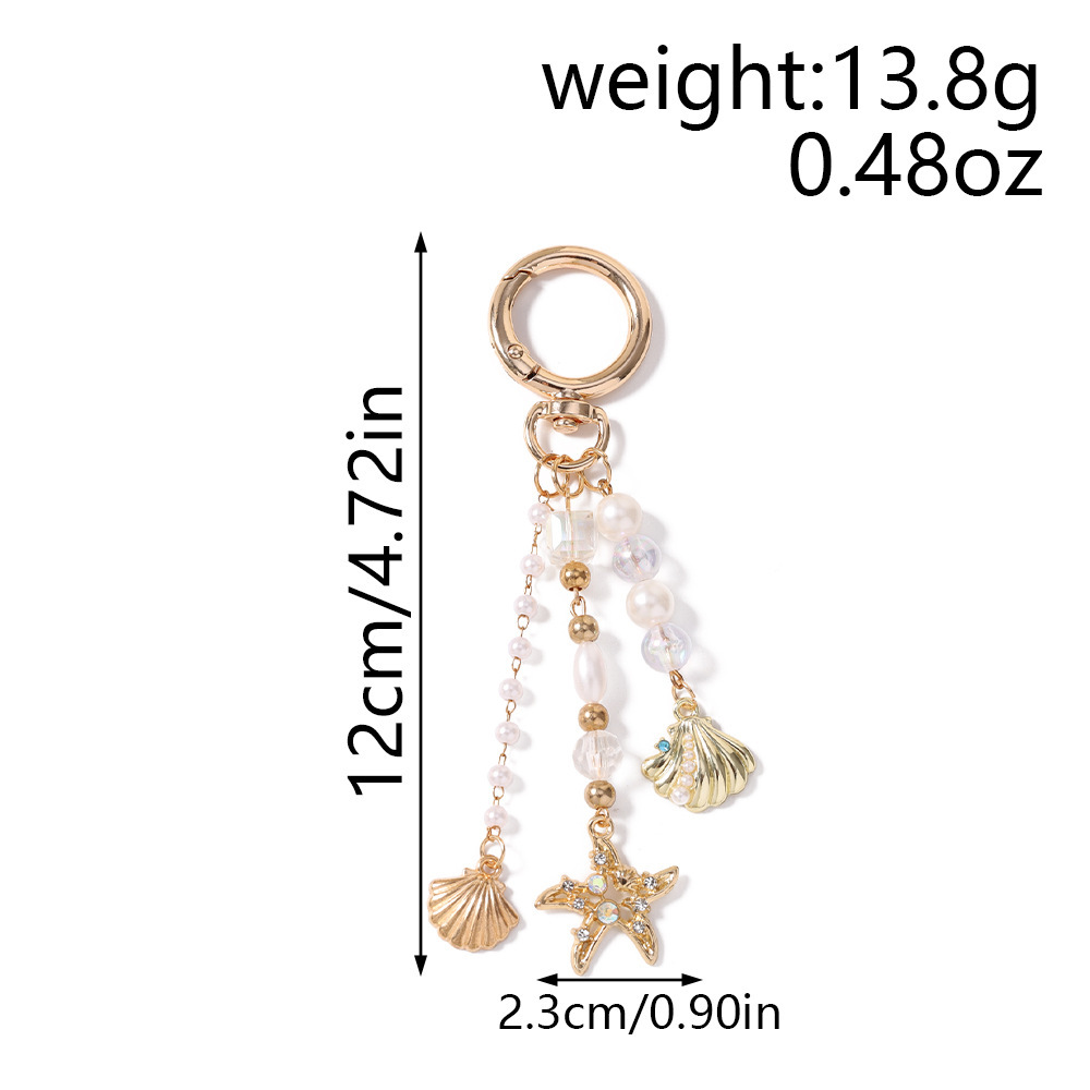 Collection Luxueuse De Perles De Style Océanique Pour Tous Les Jours, Coquillage, Étoile De Mer, Métal, Strass, Perle Artificielle, Breloques Pour Sac Image2