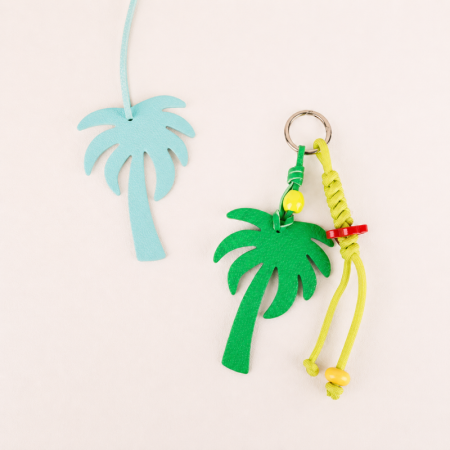 Porte-clés en PU motif cocotiers de vacances de la série Simple
