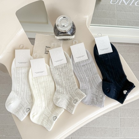 Chaussettes basses basiques à cœur, couleur unie, légèrement rebondissantes 2