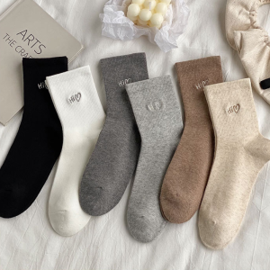 Chaussettes Mi-Mollet Basiques Unies À Lettres Et Cœur h5 Image2