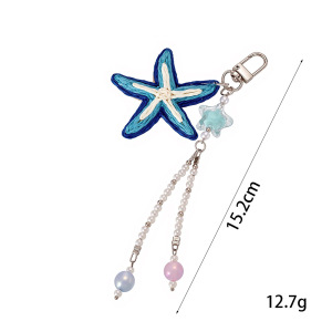 Collection Simple, Perles Style Océan, Étoiles De Mer Tissées, Breloques Pour Sac En Raphia h5 Image2
