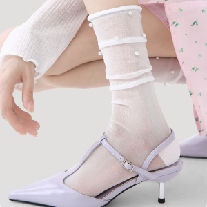 Chaussettes Mi-Mollet High Bounce Elegant Pearl Couleur Unie h5 Image3