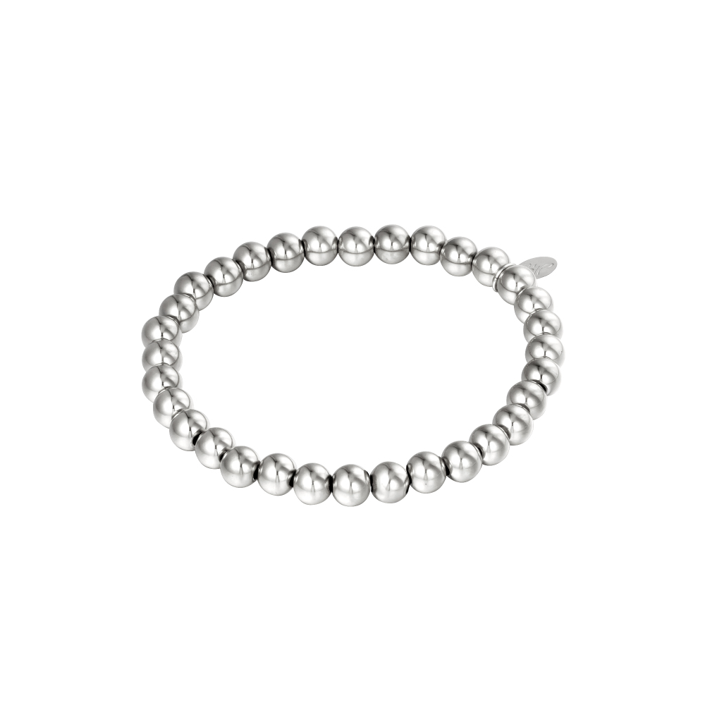 Bracelet Grosses Perles Couleur Or Acier Inoxydable-6Mm 
