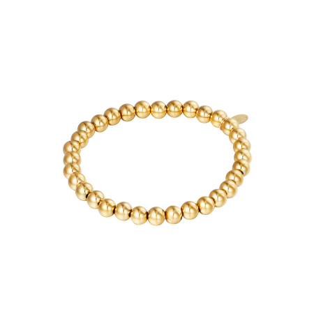Bracelet Grosses Perles Couleur or Acier Inoxydable-6MM