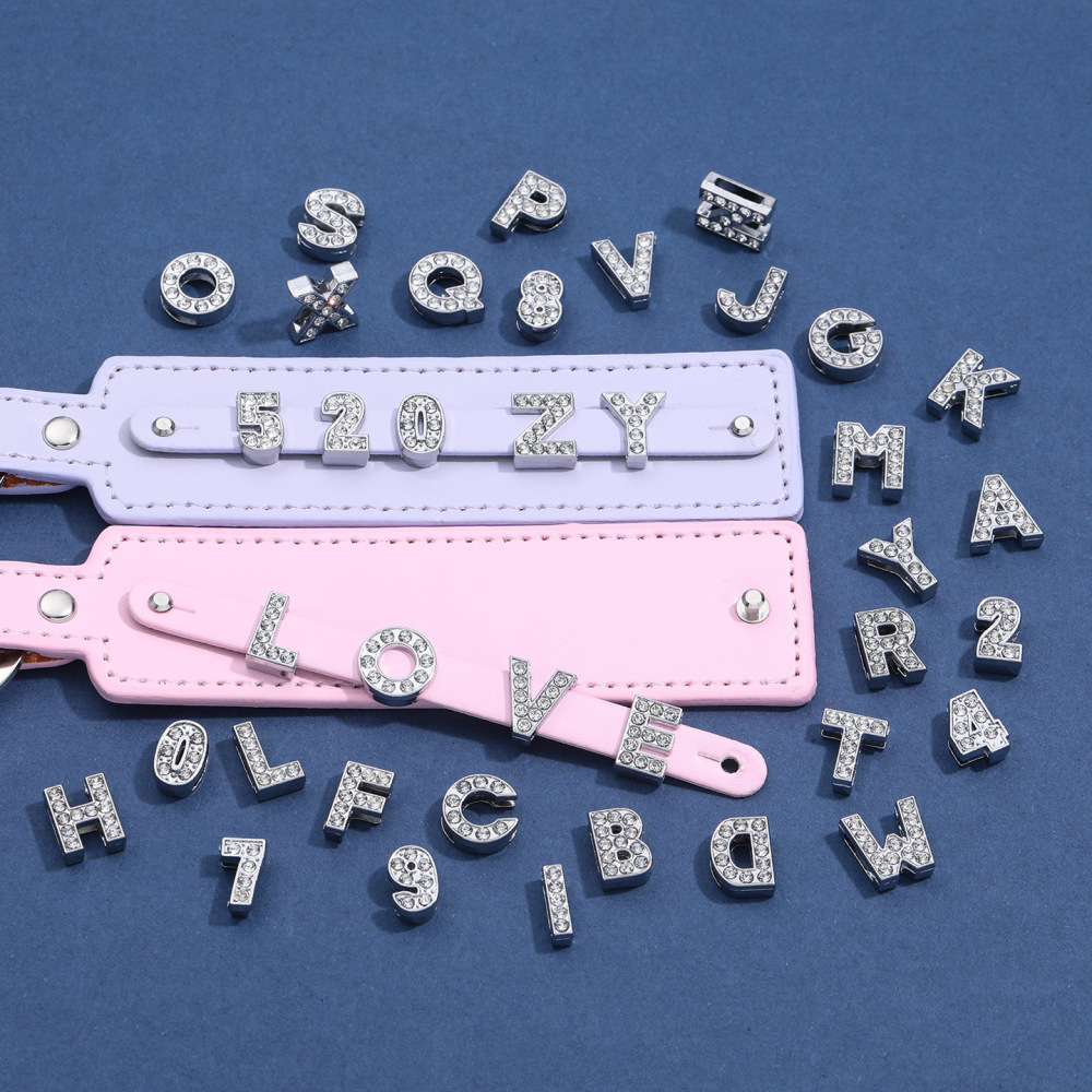 Perles En Alliage Brillantes À Faire Soi-Même, Lettres Et Chiffres, Bijoux. Image4
