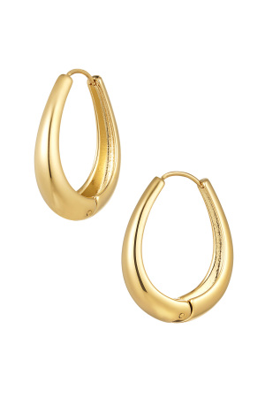 Boucles D'oreilles Ovales Chics - Acier Inoxydable Doré h5 