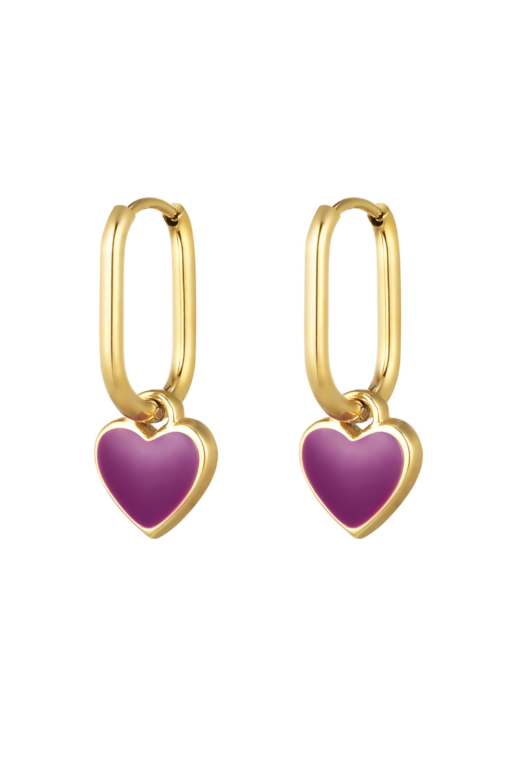 Boucles D'oreilles Coeur De Couleur Rosé Acier Inoxydable 