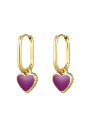 Boucles D'oreilles Coeur De Couleur Rosé Acier Inoxydable h5 