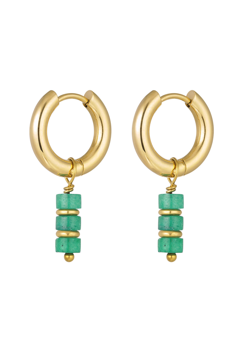 Boucles D'oreilles Colorées - Collection #Summergirls Acier Inoxydable Vert & Doré 