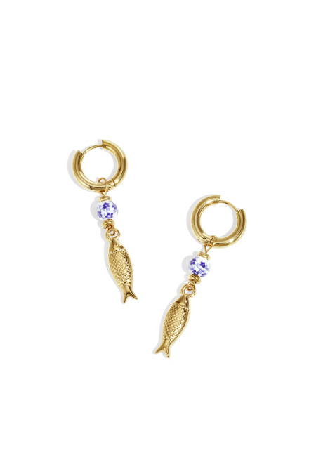 Boucles d'oreilles pendantes en acier inoxydable, motif poisson, collection décontractée pour les vacances/la plage, bijoux pour femmes