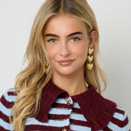 Boucles d'oreilles pendantes en acier inoxydable doré, motif marteau en forme de cœur, étanches, couleur or 2