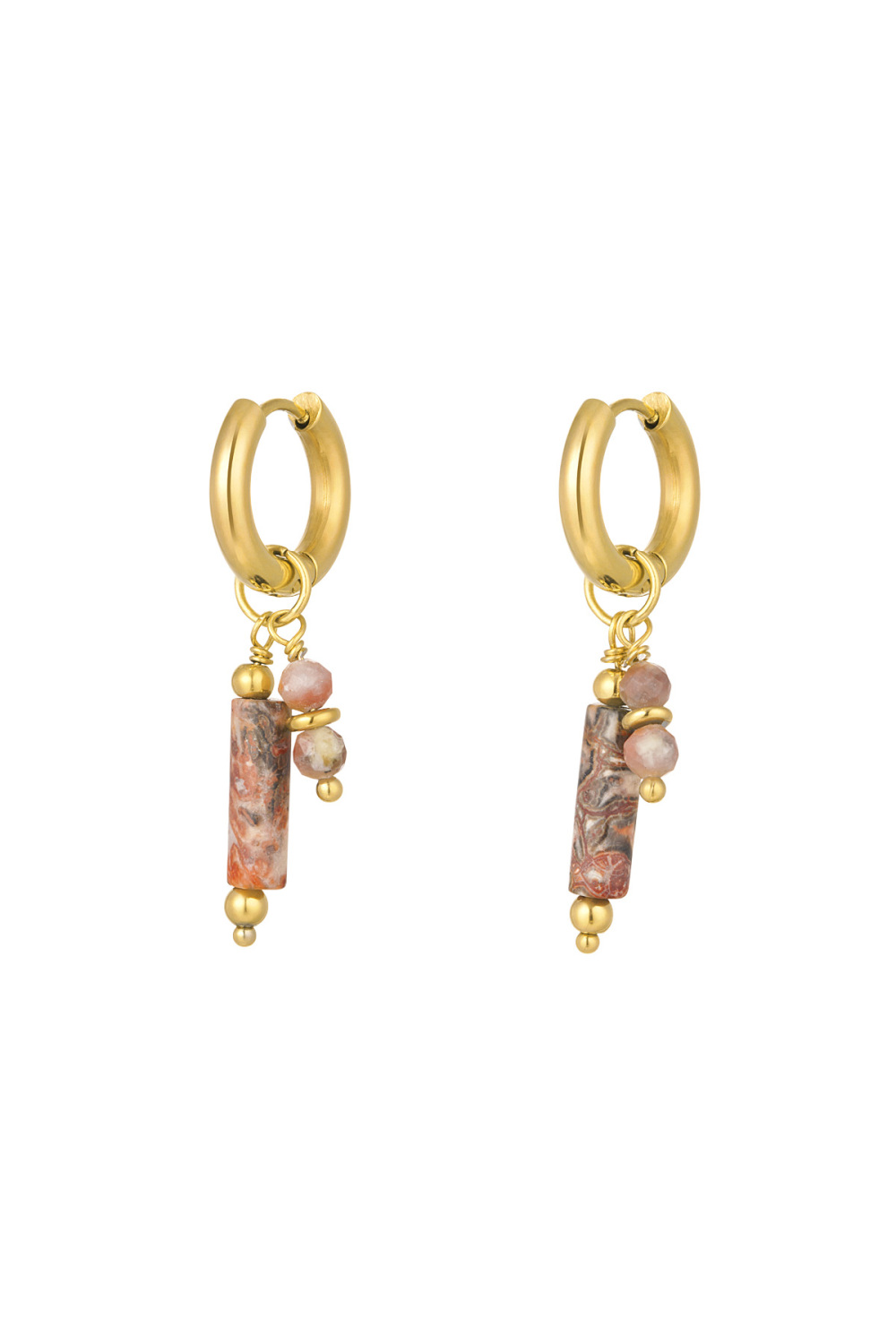 Boucles D'oreilles Avec Breloques En Pierre Violet Acier Inoxydable 