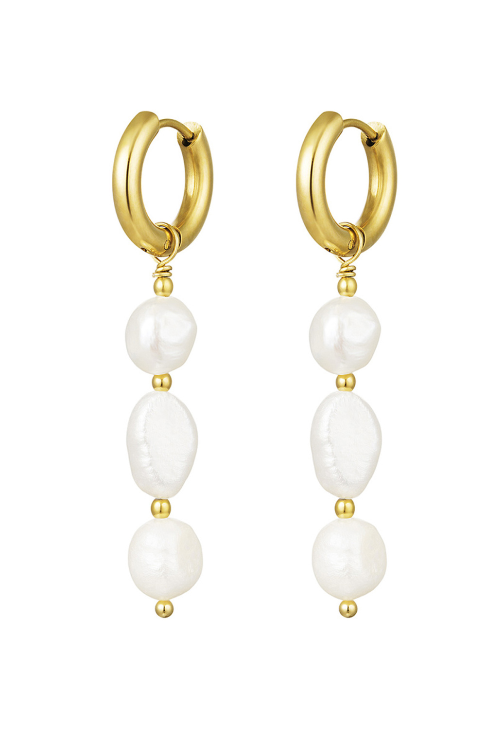 Boucles D'oreilles Perle De Fête - Doré Acier Inoxydable